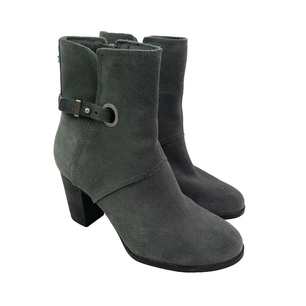 Koolaburra By Ugg Samiah Womens Size 7 Grey Suede Stacked Heel Booties Boots